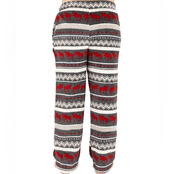 Lazy One Mens Fleece Pajama Bottoms - Red and Gray - Picture 4 of 9